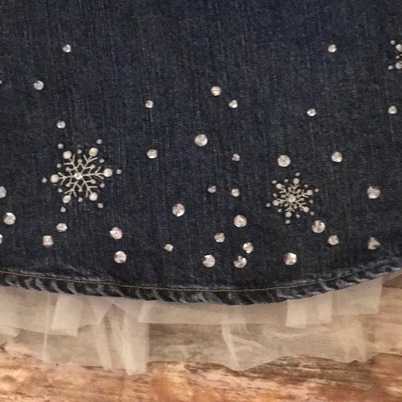 Gymboree denim tulle snowflake skirt 5 EUC - Picture 3 of 4